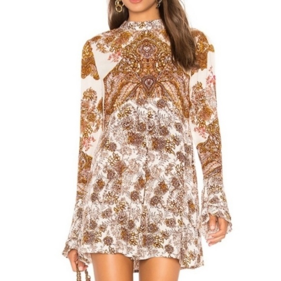 Free People Lady Luck Cut Out Back Bell Sleeve Tunic Top - Picture 1 of 11